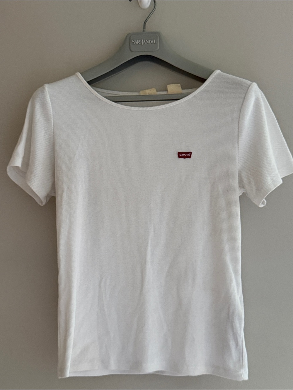 Levi's White Tee with Small Red Logo Patch